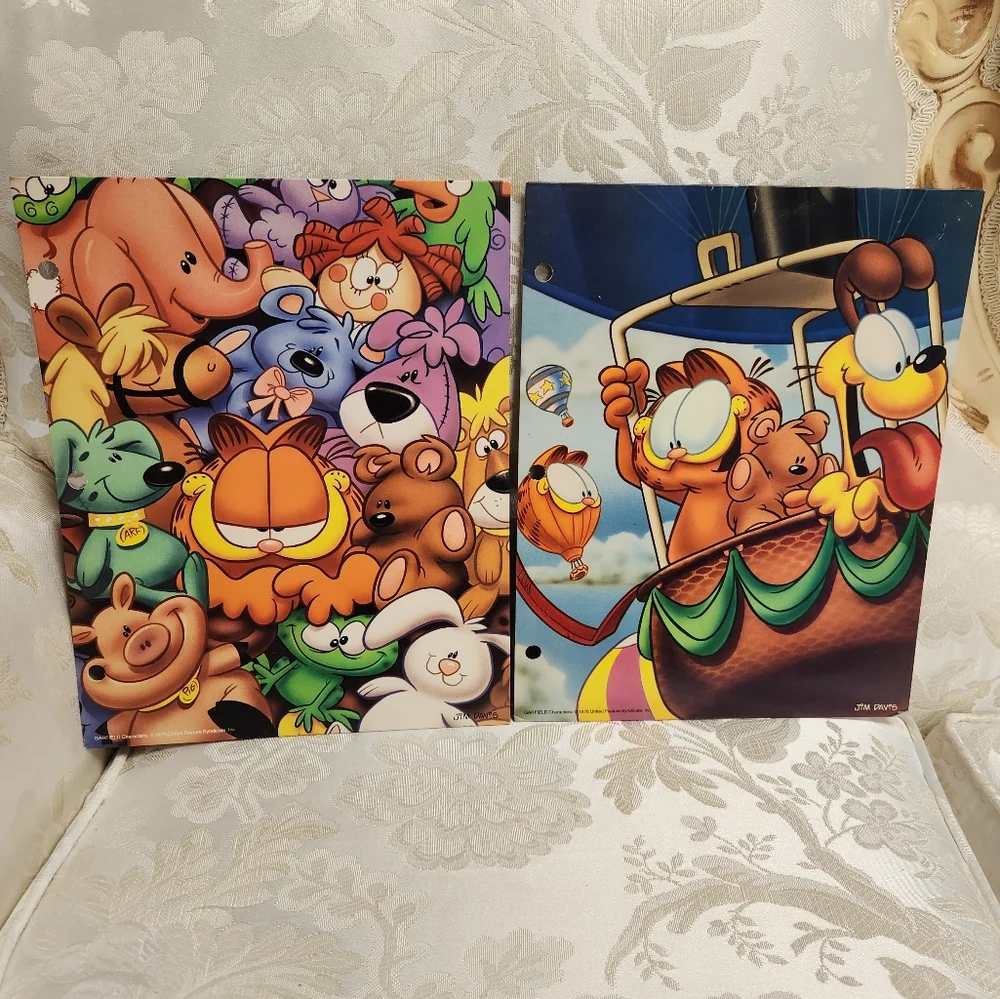 Vintage Y2K Garfield Portfolio 2 pocket Folders Jim Davis retro vintage